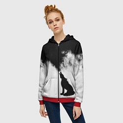 Толстовка на молнии женская Galaxy wolf, цвет: 3D-красный — фото 2