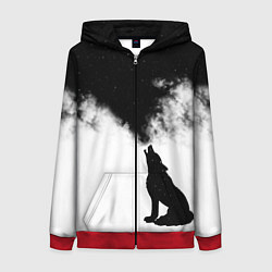 Толстовка на молнии женская Galaxy wolf, цвет: 3D-красный