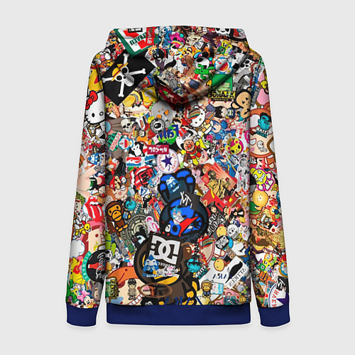 Женская толстовка на молнии Стикеры / 3D-Синий – фото 2