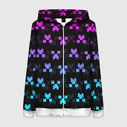 Толстовка на молнии женская MINECRAFT CREEPER NEON, цвет: 3D-белый