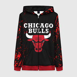 Толстовка на молнии женская CHICAGO BULLS, цвет: 3D-красный