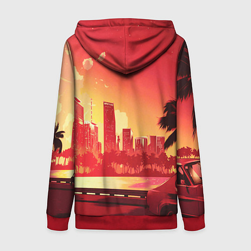 Женская толстовка на молнии HOTLINE MIAMI / 3D-Красный – фото 2