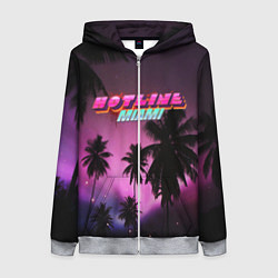Толстовка на молнии женская HOTLINE MIAMI, цвет: 3D-меланж