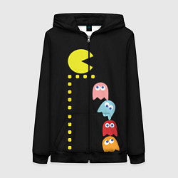 Толстовка на молнии женская Pac-man, цвет: 3D-черный