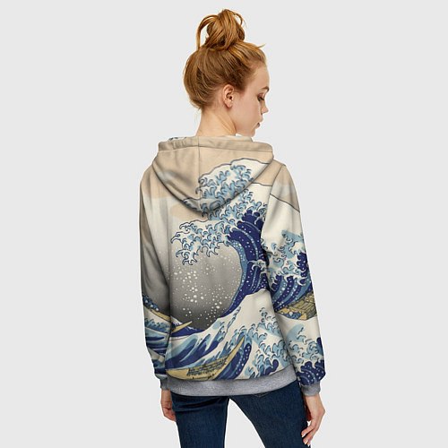 Женская толстовка на молнии ЯПОНСКАЯ КАРТИНА / 3D-Меланж – фото 4