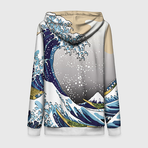 Женская толстовка на молнии The great wave off kanagawa / 3D-Белый – фото 2