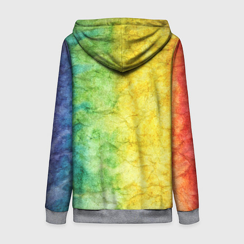 Женская толстовка на молнии Разноцветный акварель градиент / 3D-Меланж – фото 2