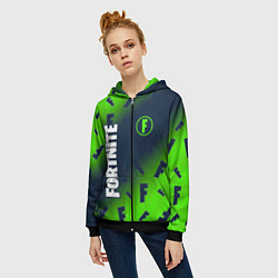 Толстовка на молнии женская FORTNITE ФОРТНАЙТ, цвет: 3D-черный — фото 2
