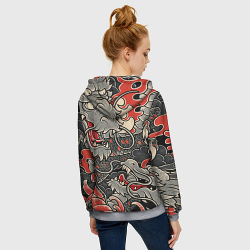 Женская толстовка на молнии CYBERPUNK2077 SAMURAI / 3D-Меланж – фото 4