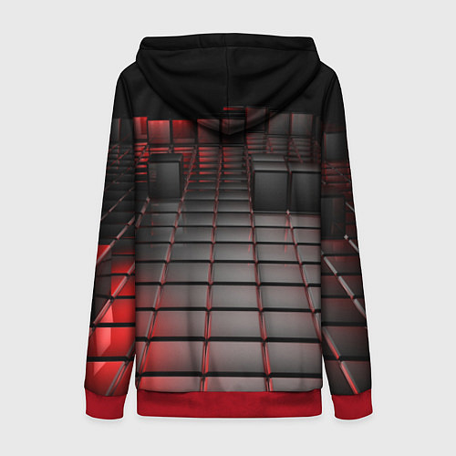 Женская толстовка на молнии КАРБОНОВЫЕ ПЛИТЫ / 3D-Красный – фото 2