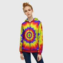 Толстовка на молнии женская Tie-Dye, цвет: 3D-красный — фото 2