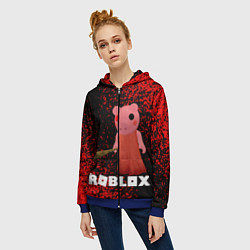 Толстовка на молнии женская Roblox Piggy, цвет: 3D-синий — фото 2