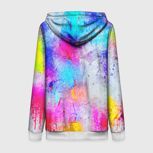 Женская толстовка на молнии НЕОНОВЫЕ ПОТЕРТОСТИ / 3D-Белый – фото 2