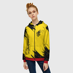 Толстовка на молнии женская CYBERPUNK 2077, цвет: 3D-красный — фото 2