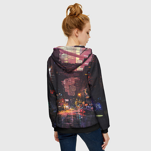 Женская толстовка на молнии CYBERPUNK 2077:КИБЕРПАНК S / 3D-Черный – фото 4