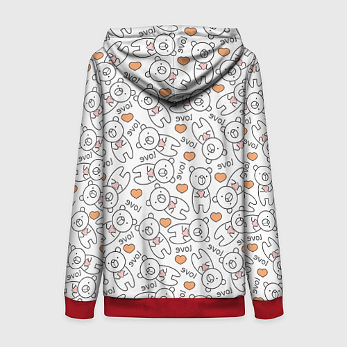Женская толстовка на молнии МИШКИ / 3D-Красный – фото 2