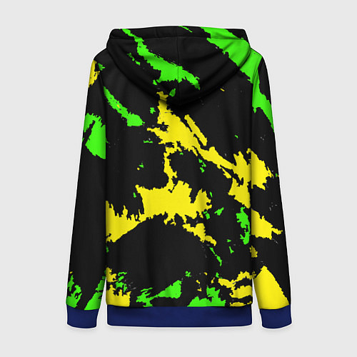 Женская толстовка на молнии Желто-зеленый / 3D-Синий – фото 2