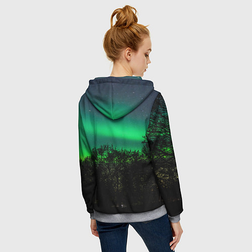 Женская толстовка на молнии Северное сияние / 3D-Меланж – фото 4