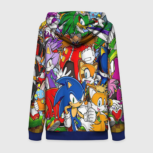 Женская толстовка на молнии Sonic / 3D-Синий – фото 2