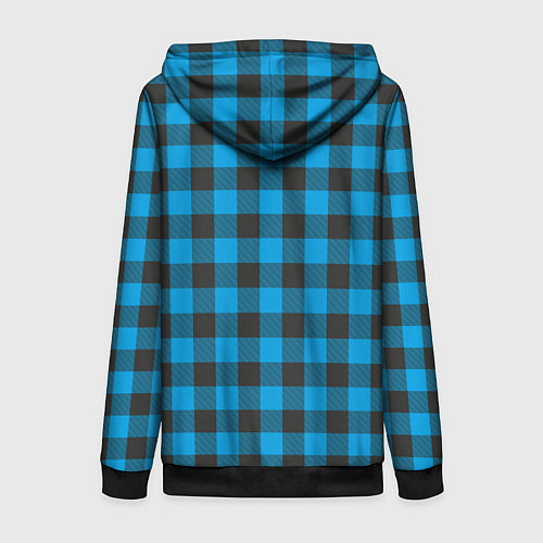 Женская толстовка на молнии Голубая клетка / 3D-Черный – фото 2