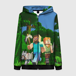 Толстовка на молнии женская Minecraft, цвет: 3D-черный