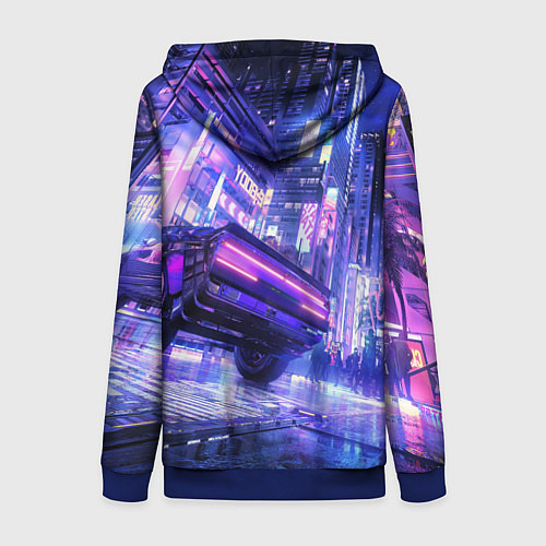 Женская толстовка на молнии Cyberpunk city / 3D-Синий – фото 2
