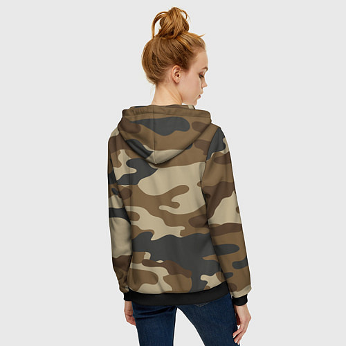 Женская толстовка на молнии Camouflage / 3D-Черный – фото 4