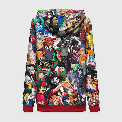 Женская толстовка на молнии Аниме персонажи / 3D-Красный – фото 2