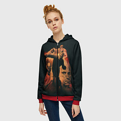 Толстовка на молнии женская Федор Емельяненко Император, цвет: 3D-красный — фото 2
