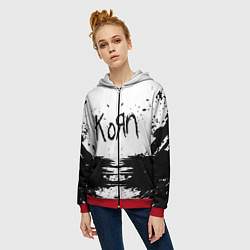 Толстовка на молнии женская Korn, цвет: 3D-красный — фото 2