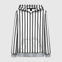 Толстовка на молнии женская Чёрные и белые полосы, цвет: 3D-меланж