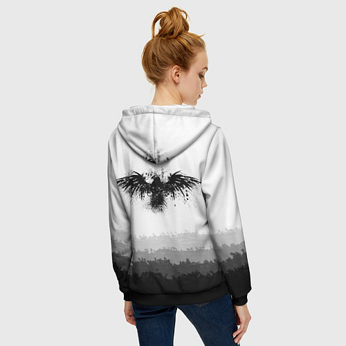 Женская толстовка на молнии ЧЁРНЫЙ ВОРОН / 3D-Черный – фото 4
