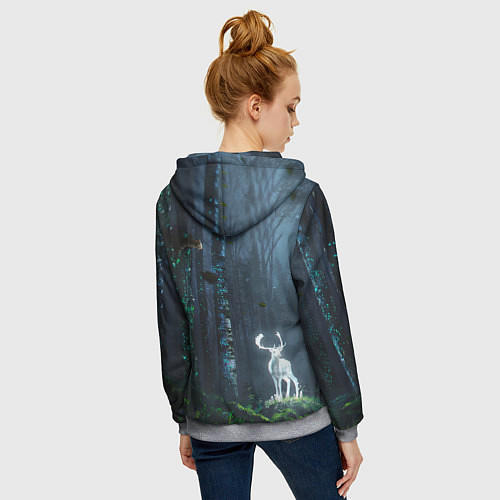 Женская толстовка на молнии Олень / 3D-Меланж – фото 4