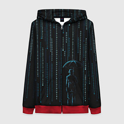 Женская толстовка на молнии Двоичный дождь, матрица