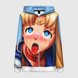 Толстовка на молнии женская SAILOR MOON AHEGAO, цвет: 3D-белый