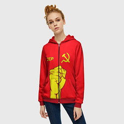 Толстовка на молнии женская СССР, цвет: 3D-красный — фото 2