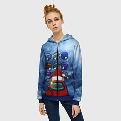 Толстовка на молнии женская Among us Happy New Year, цвет: 3D-синий — фото 2