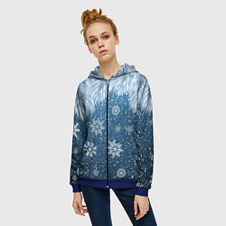 Толстовка на молнии женская Снежное Настроенние, цвет: 3D-синий — фото 2