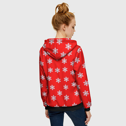 Женская толстовка на молнии Оленёнок в снежинках / 3D-Черный – фото 4