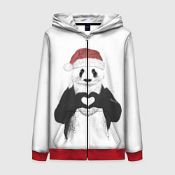 Толстовка на молнии женская Панда Клаус, цвет: 3D-красный