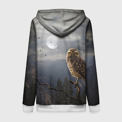 Женская толстовка на молнии Сова / 3D-Белый – фото 2