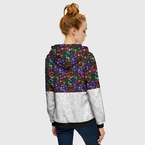 Женская толстовка на молнии Новый Год / 3D-Черный – фото 4