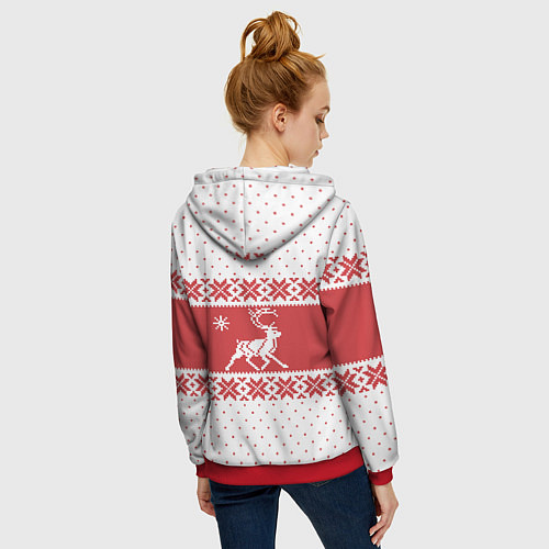 Женская толстовка на молнии Северный Олень / 3D-Красный – фото 4