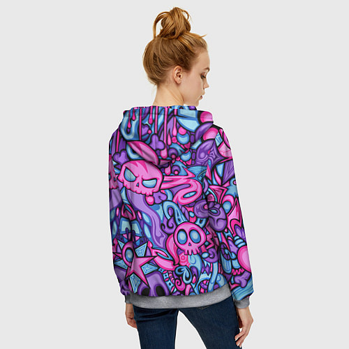 Женская толстовка на молнии Граффити монстры / 3D-Меланж – фото 4