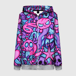 Толстовка на молнии женская Граффити монстры, цвет: 3D-меланж