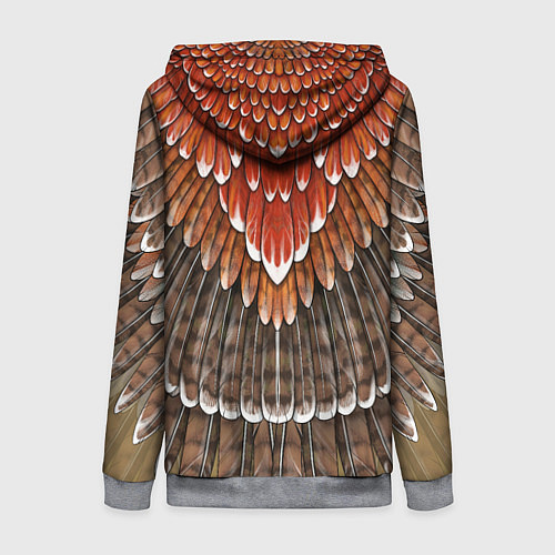 Женская толстовка на молнии Оперение: орел / 3D-Меланж – фото 2