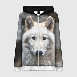 Толстовка на молнии женская Волк, цвет: 3D-белый