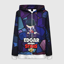 Толстовка на молнии женская BRAWL STARS EDGAR, цвет: 3D-белый