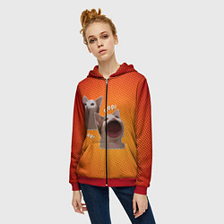 Толстовка на молнии женская Cat Pop Мем, цвет: 3D-красный — фото 2