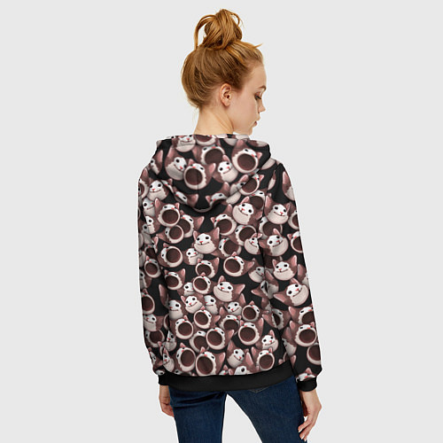 Женская толстовка на молнии Popping cats / 3D-Черный – фото 4
